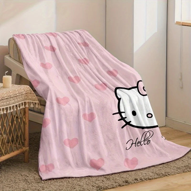 Manta Hello Kitty com Corações - Macia e Quentinha