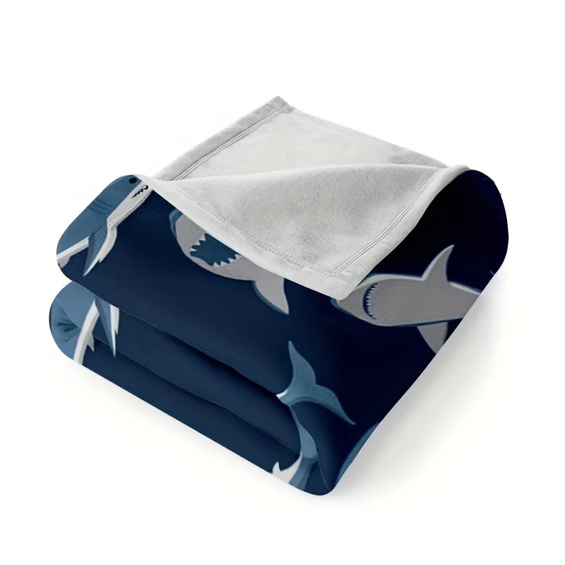 Manta de Tubarões - Design Oceânico Macio