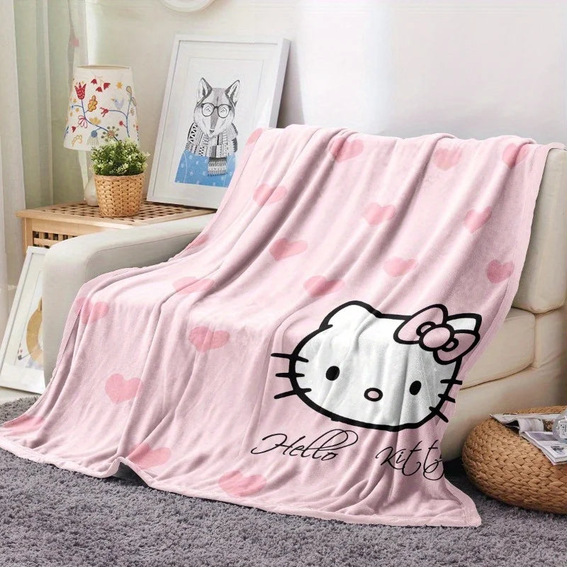 Manta Hello Kitty com Corações - Macia e Quentinha