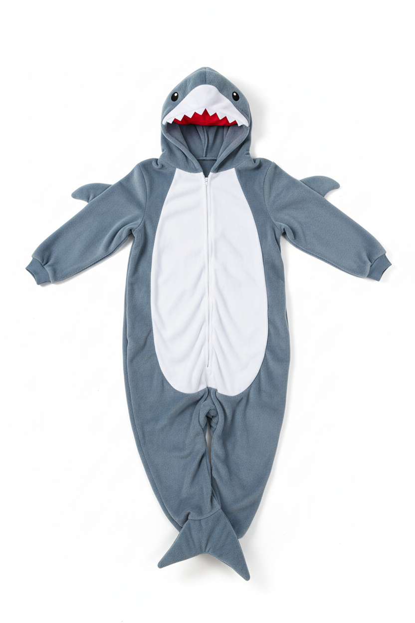 Pijama Tubarão Azul Acinzentado - Flat Lay